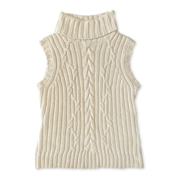 Vintage Gap Sleeveless Cable Knit Turtleneck Fisherman Cottagecore Coastal Boho - Picture 1 of 13
